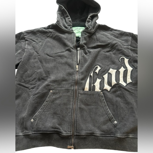 NWT Authentic Godspeed OH Logo V2 Zip Up Hoodie- Black Washed - Picture 4 of 6